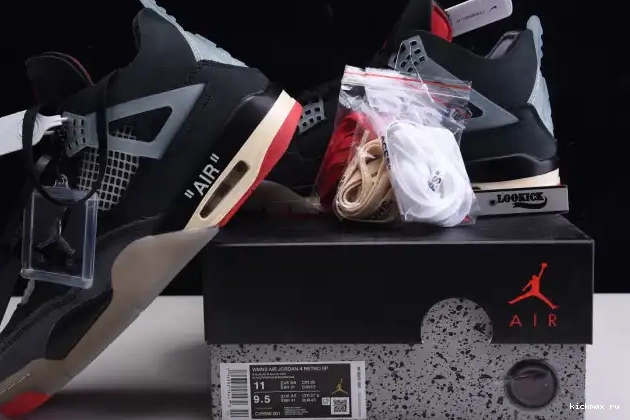 Rep Kickmax 4 Bred Air Jordan Retro CV9388-001 Off x White 0529